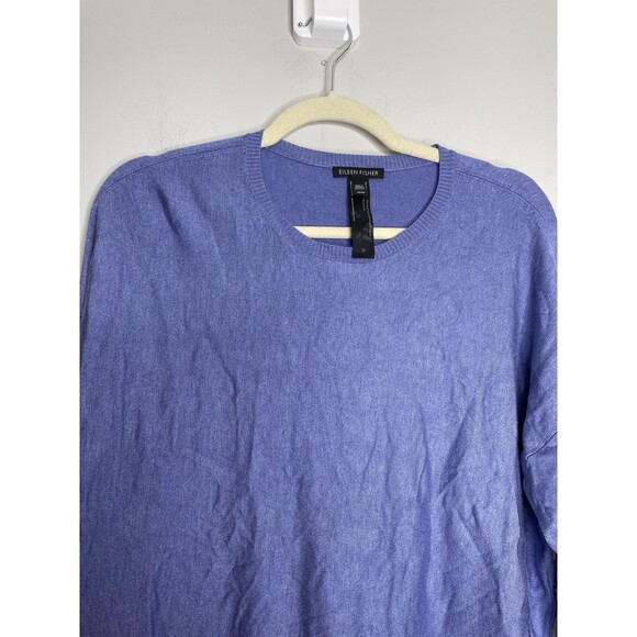 Eileen Fisher Sweater Womens Medium Blue Knit Crewneck Pullover Winter Soft - Picture 2 of 5